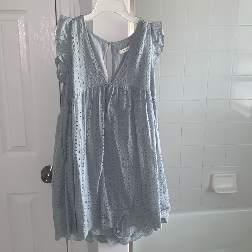 stunning blue romper dress from a local boutique